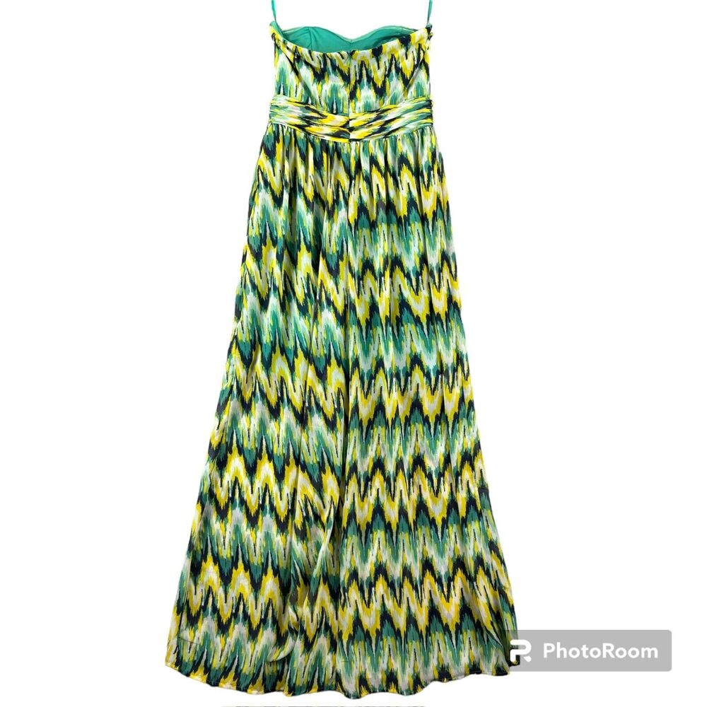 Francescas Harper Maxi Dress Medium Beachy Strapless Ruched Waist Chevron Stripe - Picture 3 of 13